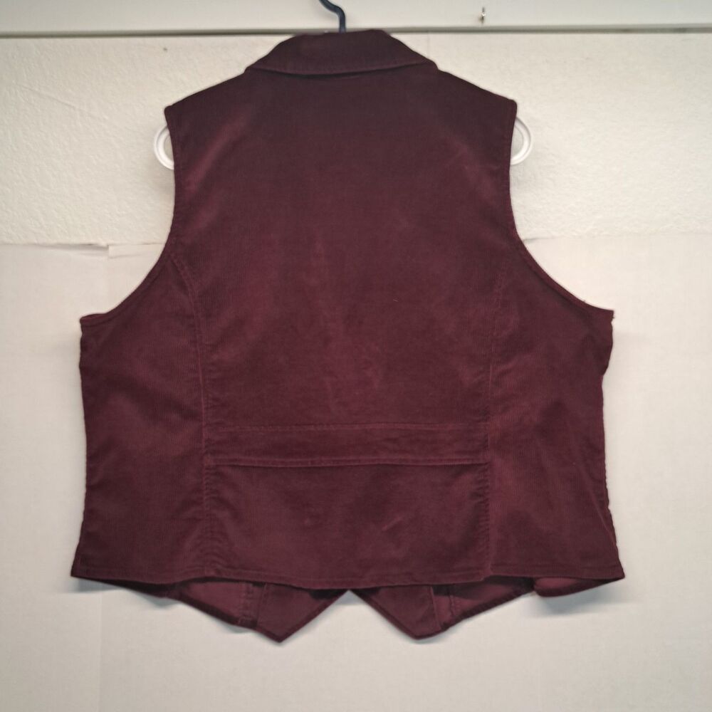 Denim & Co Burgundy Corduroy Button Up Vest Women's 1X - Picture 2 of 7